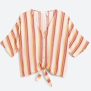 Elayne Tie-front Striped Top